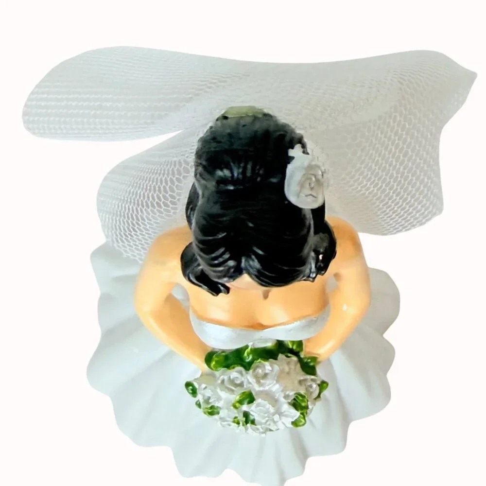 Wilton Bride Cake Topper Figurine Wedding Bridal Shower VTG Decor Black Hair